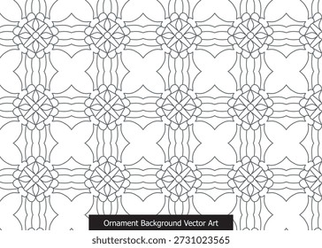 Padrão ornamental geométrico sem costura com detalhes de arte de linha intrincados, perfeito para fundos e elementos de design.