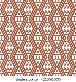 Nahtlose geometrische, dekorative Vektormuster, Ethnische, tribale nahtlose Oberflächenmuster. Wiederholte Diamanten und Hombusse motif. Folk-brauner Hintergrund. 