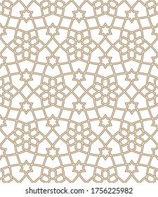 Seamless geometric ornament.Brown color lines.Great design for fabric,textile,cover,wrapping paper,background.Doubled average lines.