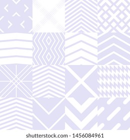 Seamless geometric pastel patterns set