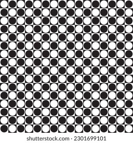 Seamless geometric patter, squares and circles, abstract modern design, monochrome, checkered black and white color