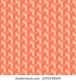 Seamless geometric pattern with 3D cube illusion in warm orange tones. Modern abstract background for textiles, wallpapers, packaging, and digital design. Stylish and trendy visual composition.