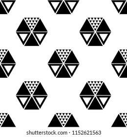 Seamless geometric pattern. Abstract background with different geometric shapes. Hexagon, polygon, triangle. Pattern for fabric, gift wrapping, paper design, wallpaper, textile, tile, carpet