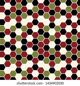 Seamless geometric pattern. Abstract background with hexagons. Honeycombs, hexagon, polygon. Pattern for fabric, gift wrapping, paper design, wallpaper, textile, tile, carpet