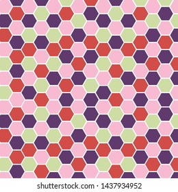 Seamless geometric pattern. Abstract background with hexagons. Honeycombs, hexagon, polygon. Pattern for fabric, gift wrapping, paper design, wallpaper, textile, tile, carpet