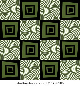 Seamless geometric pattern. Abstract background with geometric shapes. Pattern for fabric, gift wrapping, paper design, wallpaper, textile, tile, carpet. Vector illustration with squares and lines.