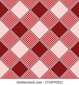 Seamless geometric pattern. Abstract background with geometric shapes. Pattern for fabric, gift wrapping, paper design, wallpaper, textile, tile, carpet. Vector illustration with squares and dotted.