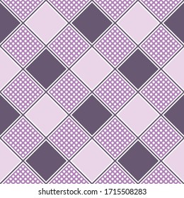 Seamless geometric pattern. Abstract background with geometric shapes. Pattern for fabric, gift wrapping, paper design, wallpaper, textile, tile, carpet. Vector illustration with squares and dotted.
