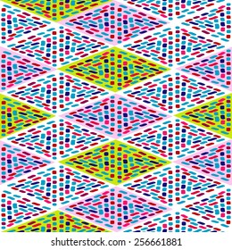 Seamless geometric pattern. Abstract background. Vector illustration. Hand drawn motive. Rhombus. Checkered pattern
