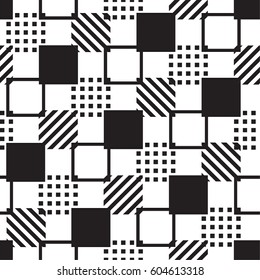 Seamless geometric pattern. Abstract background with geometric shapes. Pattern for fabric, gift wrapping, paper design, wallpaper, textile, tile, carpet. Vector illustration with squares and lines.