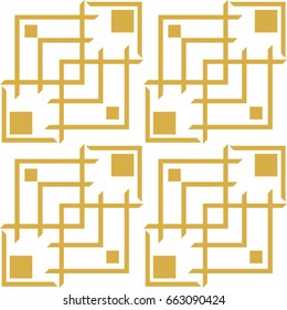 Seamless geometric pattern. Abstract background with geometric shapes. Pattern for fabric, gift wrapping, paper design, wallpaper, textile, tile, carpet. Vector illustration with squares and lines.