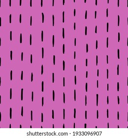 Seamless geometric pattern with abstract black brush strokes on pink background.