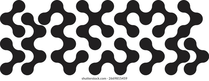Seamless geometric pattern with abstract black shapes forming a modern connected design, perfect for backgrounds, textiles, wallpapers, branding, digital art, and decoration projects.