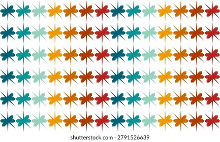 seamless geometric pattern of abstract block, vintage color, red, greem, yellow, orange, ribbon bow diamond abstract style on white background seamless and repeat pattern replete design for fabric printing or wallpaper
