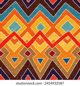 Seamless geometric pattern. Abstract bohemian ornament. Grunge texture. Print for home textiles, carpets, pillows, blankets.