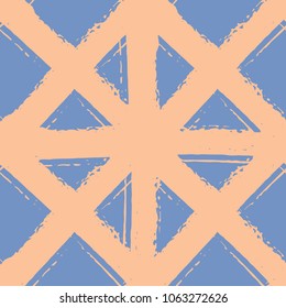 Seamless geometric pattern with abstract brush strokes. Modern stylish textured texture. Graphic design of Hipster. Vector Seamless Pattern. Texture fabric.