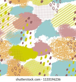 Seamless geometric pattern with abstract brush strokes. Can be used for textile, clothing, poster, banner, prints.