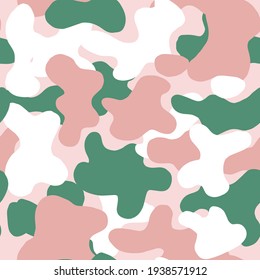Seamless geometric pattern with abstract camouflage spots vector illustration. Texture for children's prints of clothes, fabrics, textiles.