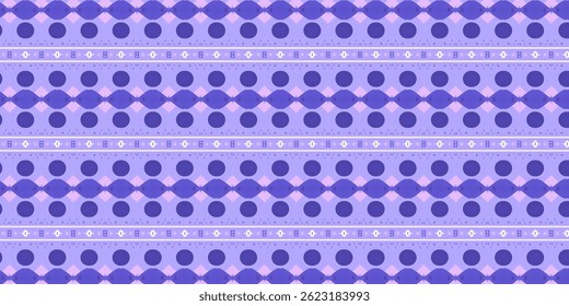 Seamless Geometric Pattern with Abstract Circles and Diamond Motifs – Purple and Pastel Tones