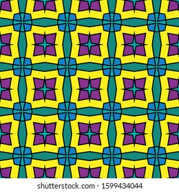 Seamless geometric pattern. Abstract color repeating texture. Bright unique ornament. Template for printing on Wallpaper, packaging, banners, invitations, business cards, fabric printing