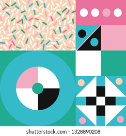 Seamless Geometric Pattern. Abstract Colorful Texture with Lines and Geometric Figures for Print, 
Fabric, Textile.
