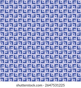 Seamless geometric pattern with abstract corner-like shapes in dark blue and light purple tones