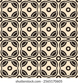 Seamless geometric pattern with abstract curves and circles. Perfect for textiles, wallpapers, wrapping paper, backgrounds and home decor.