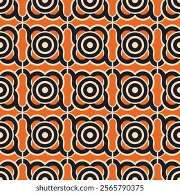 Seamless geometric pattern with abstract curves and circles. Perfect for textiles, wallpapers, wrapping paper, backgrounds and home decor.