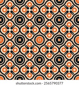 Seamless geometric pattern with abstract curves and circles. Perfect for textiles, wallpapers, wrapping paper, backgrounds and home decor.