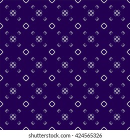 Seamless geometric pattern of abstract elements on a blue background