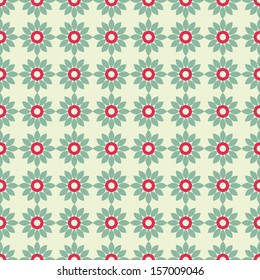 Seamless geometric pattern of abstract flowers. Vector background in retro style