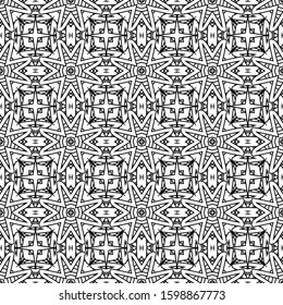 Seamless geometric pattern. Abstract monochrome repeating texture. Black and white ornament 