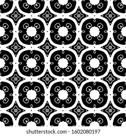 Seamless geometric pattern. Abstract monochrome repeating texture. Black and white ornament. Template for printing on Wallpaper, packaging, banners, invitations, business cards, fabric printing