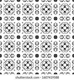 Seamless geometric pattern. Abstract monochrome repeating texture. Black and white ornament. Template for printing on Wallpaper, packaging, banners, invitations, business cards, fabric printing