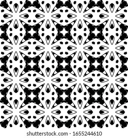Nahtloses geometrisches Muster. Abstrakte monochrome Wiederholung der Textur. Schwarz-Weiß-Ornament. Muster für den Druck auf Tapeten, Verpackungen, Banner, Einladungen, Visitenkarten, Stoffdruck
