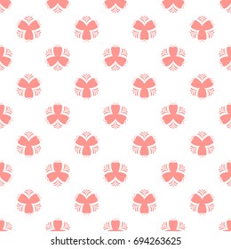 Seamless geometric pattern with abstract pink flower ornament. Vector Illustration