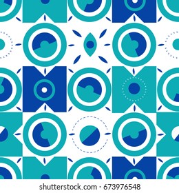 Seamless Geometric pattern with abstract scandinavian shapes. Traditional folk ornament. Vector illustration.