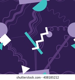 Seamless geometric pattern with abstract shapes and waves 3