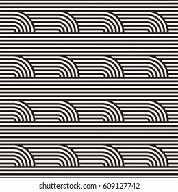 Seamless geometric pattern. Abstract stripy geometric background. Stylish vector rounded lines print
