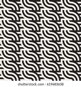 Seamless geometric pattern. Abstract stripy geometric background. Stylish vector rounded lines print