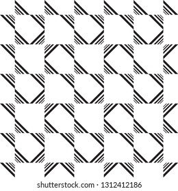 Seamless geometric pattern. Abstract vector graphic. Black and white elements wallpaper. Simple and modern shape design. Abstract art. Decorative print for wrapping paper, textile or cover.