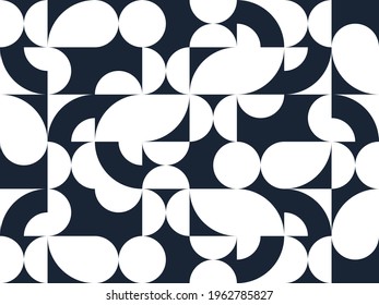 Seamless geometric pattern, abstract vector background for wallpaper or websites or wrapping paper print created with black and white elements of geometry.