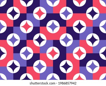Seamless geometric pattern, abstract vector background for wallpaper or websites or wrapping paper print created with colorful elements of geometry.