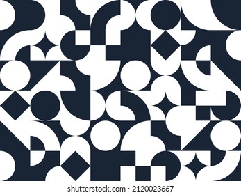Seamless geometric pattern, abstract vector background for wallpaper or websites or wrapping paper print created with black and white elements of geometry.