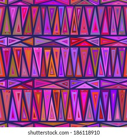 Seamless geometric pattern "African motifs." Multicolor pattern of triangles and rhombuses. Vector. 