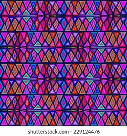 Seamless geometric pattern "African motifs", multicolor pattern of triangles and rhombuses. 