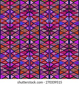 Seamless geometric pattern "African motifs", multicolor pattern of triangles and rhombuses. 