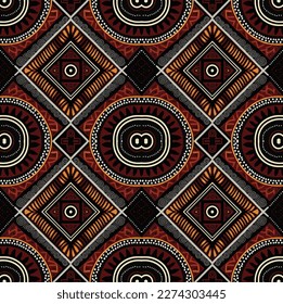 Patrón geométrico sin foco, de estilo africano. Diseño para tela, pancarta, afiche. Elementos vectores.