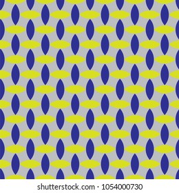 seamless geometric pattern with almond shapes in bright greenish yellow and blue
