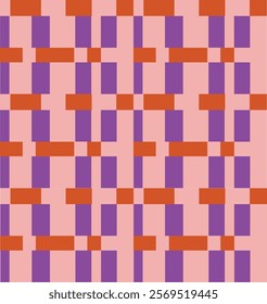 Seamless geometric pattern with alternating black, brown, and beige blocks in a grid arrangement. Modern design perfect for textiles, wallpapers, and digital applications